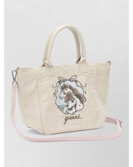 Ganni White Easy Pony Medium Tote Bag Shoulder