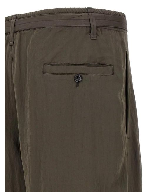 Lemaire Green Belted Relaxed-Fit Trousers for men