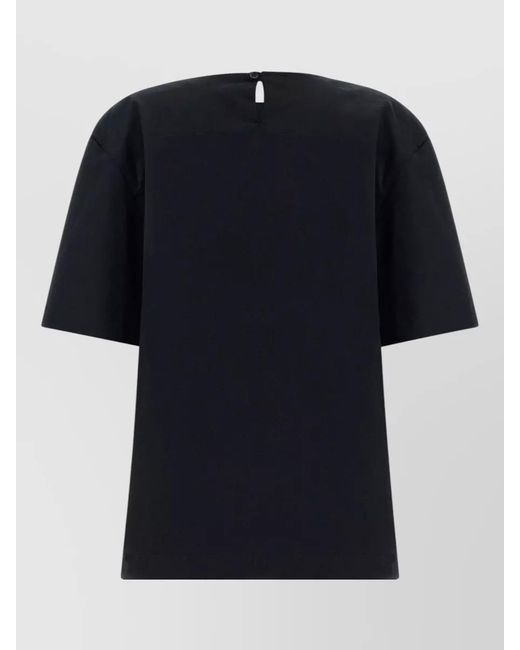 Thelatest Black Dean Short Sleeve Round Neck Top