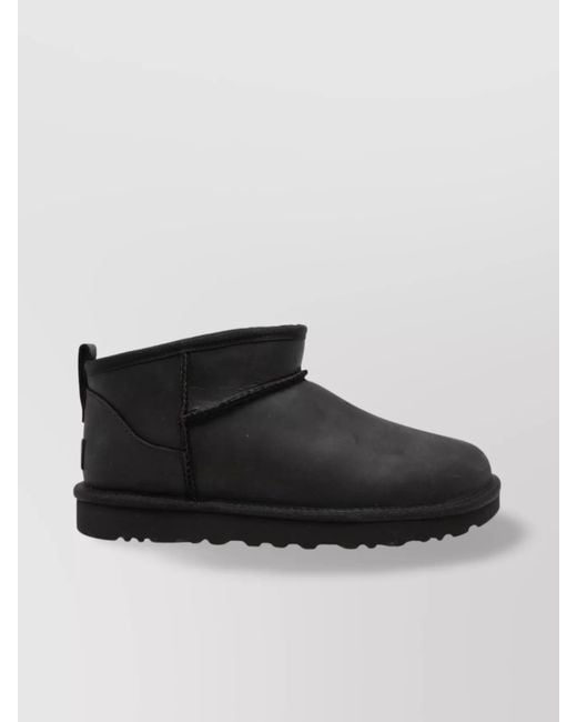 Ugg Black Round Toe Ankle Boots With Flat Sole