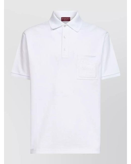 Gucci White Cotton Short-Sleeve Polo Shirt for men