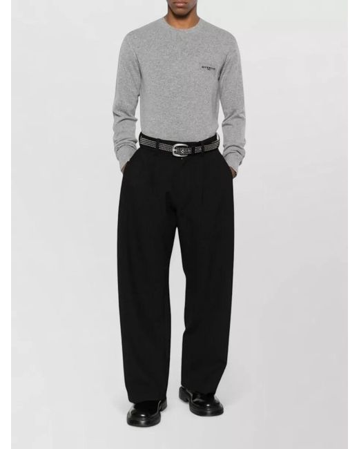 Givenchy Gray Cashmere Wool Logo-Detail Ribbed Crewneck Jumper for men