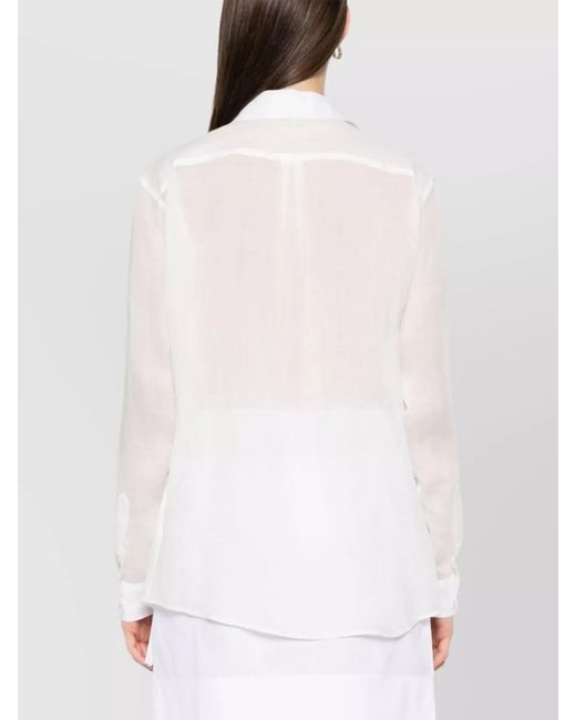 Totême White Ramie Long-Sleeve Shirt