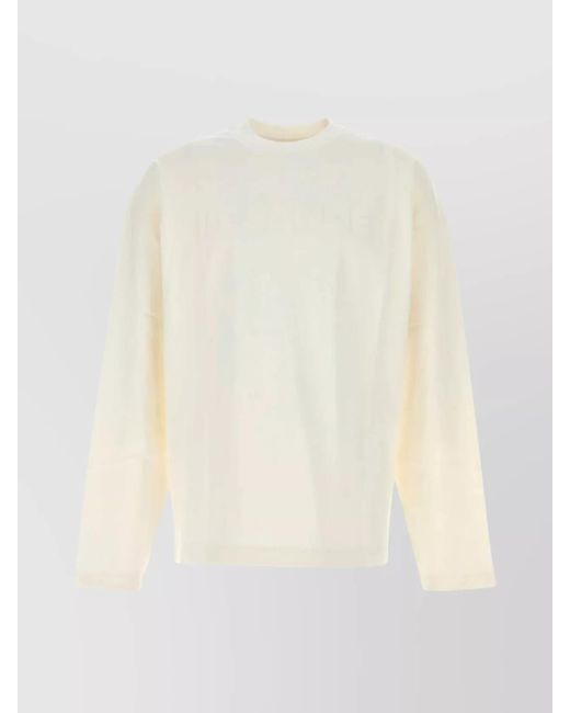 Jil Sander White Cotton Logo-Print Long-Sleeve T-Shirt for men