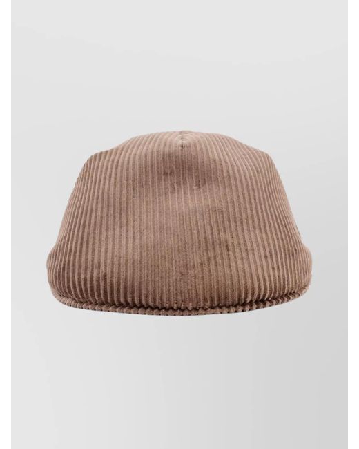 Brunello Cucinelli Brown Textured Corduroy Cap Curved Peak