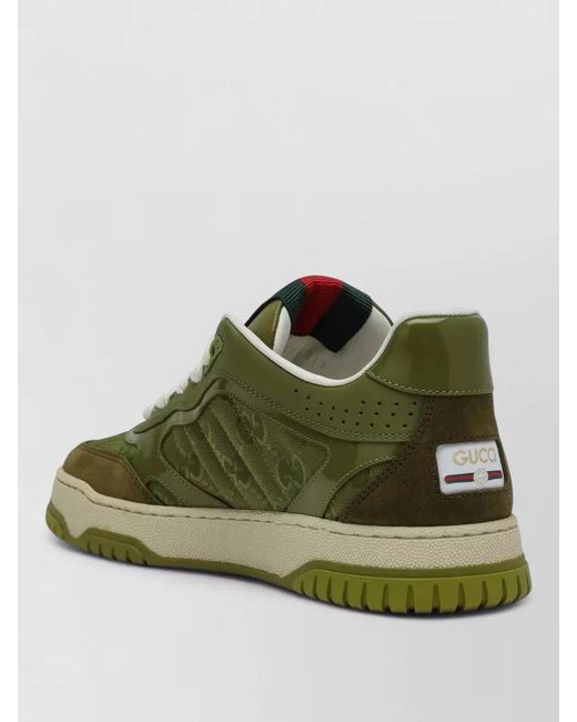 Gucci Green Low Top Sneakers Contrast Sole Design