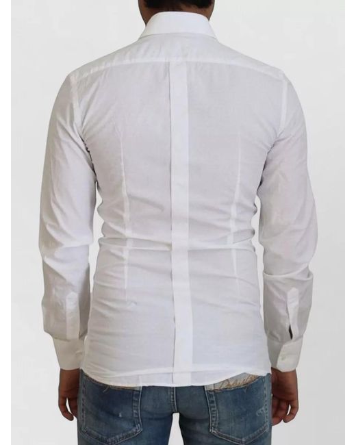 Dolce & Gabbana White Cotton Slim-Fit Dress Shirt for men