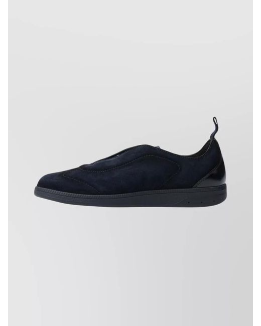 Santoni Blue Leather Slip-On Sneakers for men
