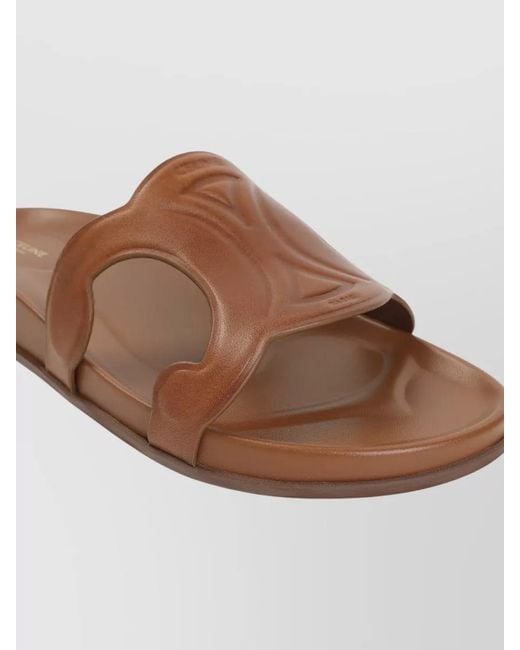 Céline Brown Leather Slide Sandals