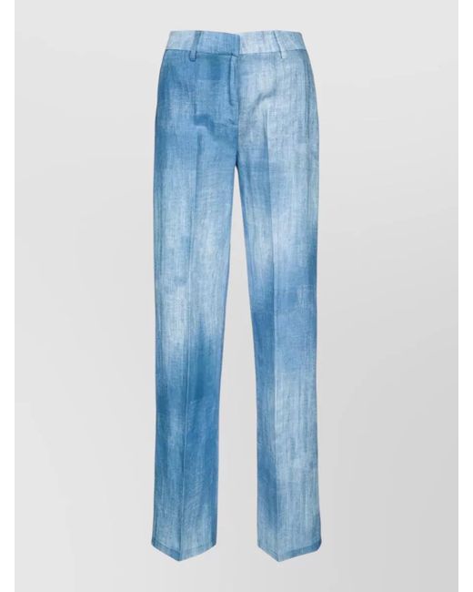 ERMANNO FIRENZE Blue Tailored Trousers Front Crease Belt Loops Pockets