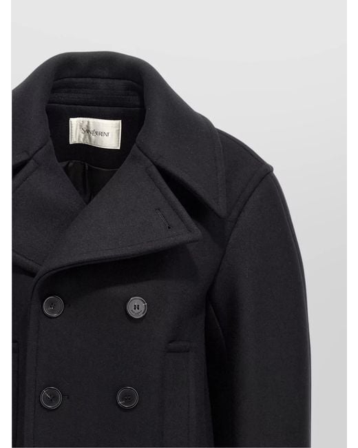 Saint Laurent Black Virgin Wool Oversized Double-Breasted Caban Coat