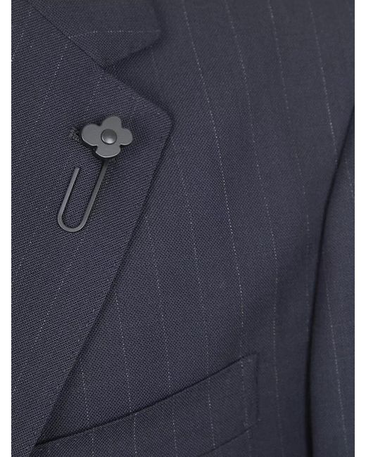 Lardini Blue Virgin Wool Pinstriped Single Breasted Suit for men