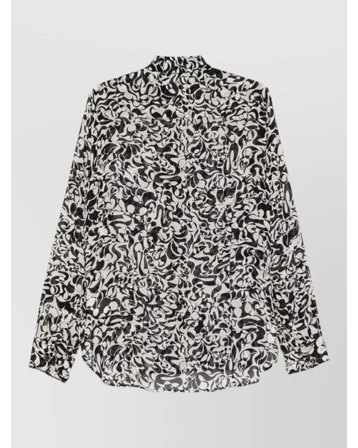 Dries Van Noten Gray Long Sleeve Graphic Shirt Buttoned Cuffs Hem for men