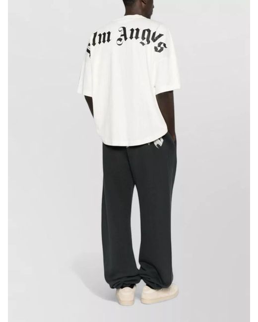 Palm Angels White Logo Cotton Crew Neck T-Shirt for men