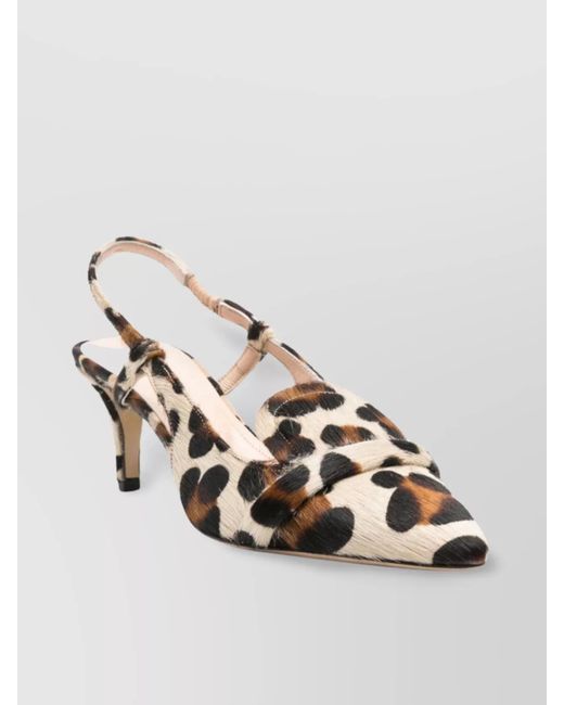 P.A.R.O.S.H. Metallic Leather Leopard-Print Slingback Pumps