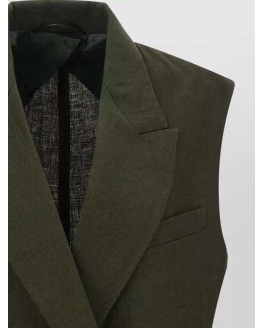 Max Mara Green Mstaia Tailored Vest Buttons Flap Pockets