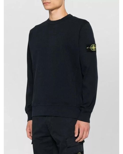 Stone Island Black Ribbed Cotton Long-Sleeve T-Shirt for men
