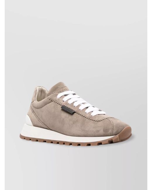 Brunello Cucinelli White Leather Low-Top Sneakers