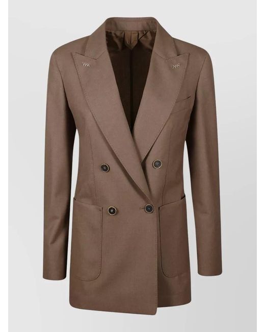 Max Mara Brown Harald Notch Lapel Jacket Front Pockets