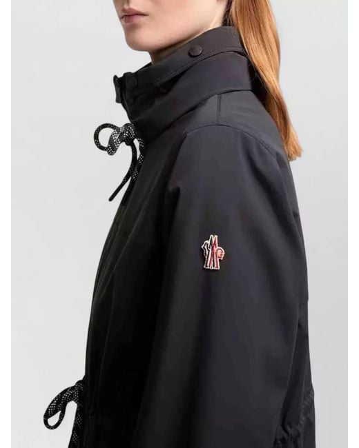 Moncler Blue Jacket Drawstring Waist Elastic Cuffs High Collar