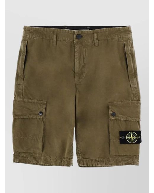 Stone Island Green Cotton Cargo Shorts for men