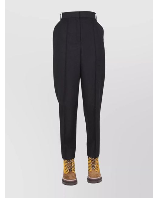 Tory Burch Blue Mohair Ankle Length Trousers With Belt Loops
