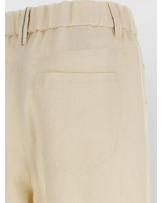 Brunello Cucinelli Natural Belted Cropped Trousers