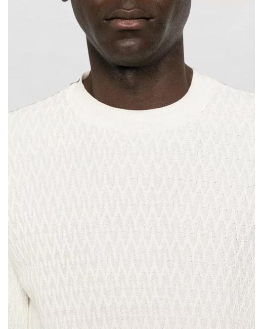Emporio Armani Natural Cotton Crew Neck Textured Knit Top for men