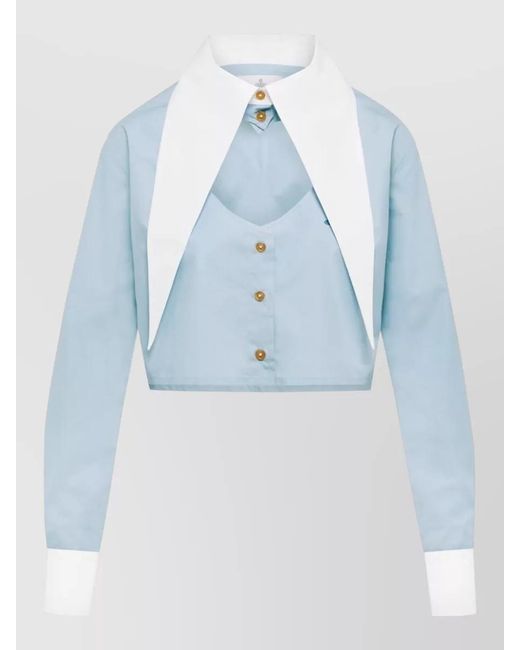Vivienne Westwood Blue Cropped Cotton Shirt