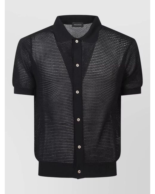 Tagliatore Black Ribbed Knit Shirt for men