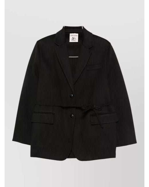 Semicouture Black Corine Wool Tailored Belted Single Breasted Jacket