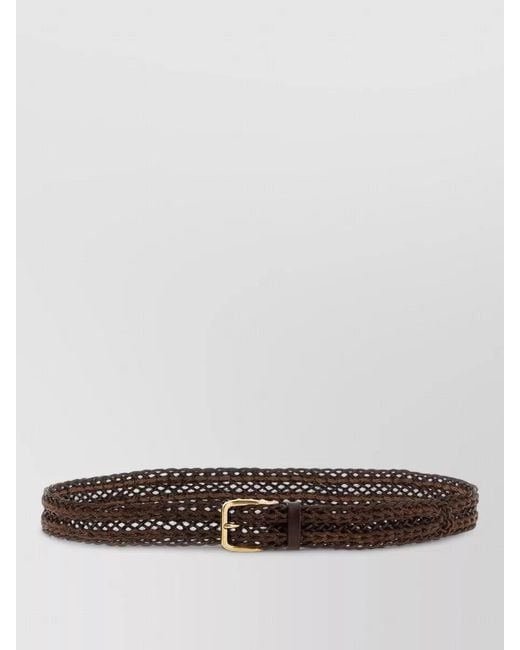 Brunello Cucinelli White Braided Calf Leather Belt Adjustable Design for men