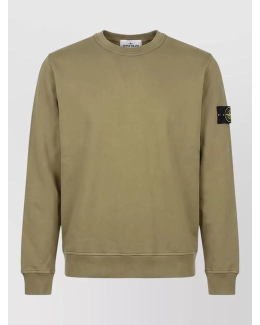 Stone Island Green Regular Fit Crew Neck Long Sleeve Top for men