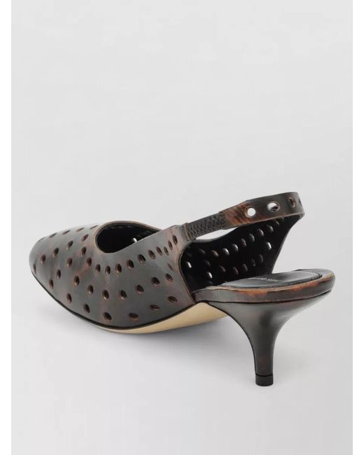 Dries Van Noten Black Pumps Kitten Heel Perforated Design Square Toe