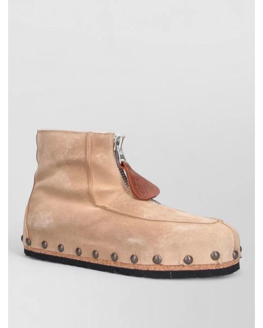 Magliano Natural Flat Sole Ankle Boots Round Toe Studs for men