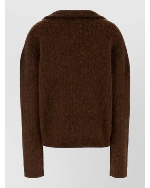 Uma Wang Brown Stretch Alpaca Blend Oversized Polo Shirt