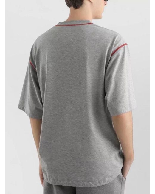 Dolce & Gabbana Gray Cotton Embroidered Crewneck Short-Sleeve T-Shirt for men