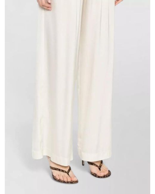 Forte_forte White Silk Pleated Wide-Leg Trousers