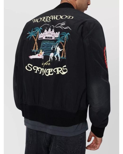 Amiri Blue Zip-Up Bomber Jacket for men