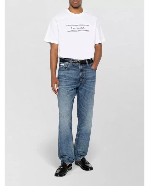 Calvin Klein White Graphic Logo T-Shirt Crew Neck Short Sleeves for men