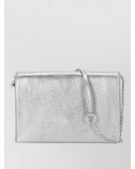 Coccinelle Gray Chain Strap Pebbled Leather Shoulder Bag