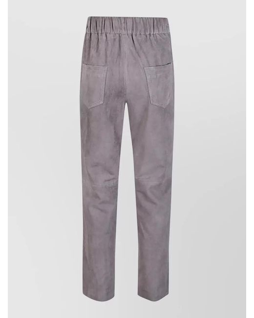 Via Masini 80 Gray Leather Elastic Waist Track Pants