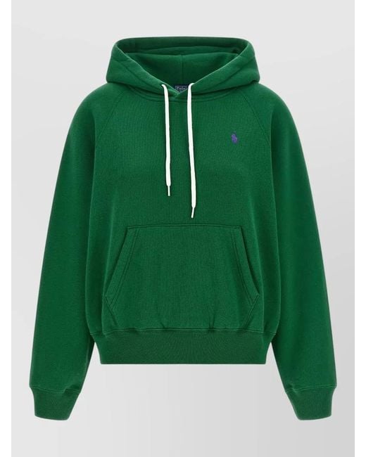 Polo Ralph Lauren Green Embroidered Logo Hooded Sweatshirt Kangaroo Pocket