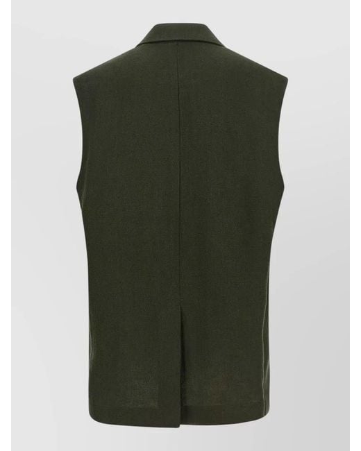 Max Mara Green Mstaia Tailored Vest Buttons Flap Pockets