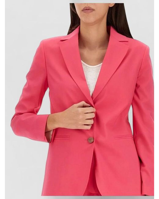 Alysi Red Regular Fit Jacket Single Breasted Design
