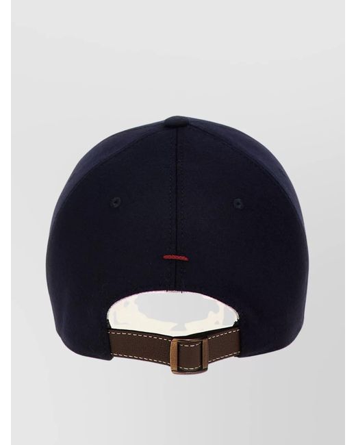 Brunello Cucinelli Blue Embroidered Logo Cap With Curved Brim for men