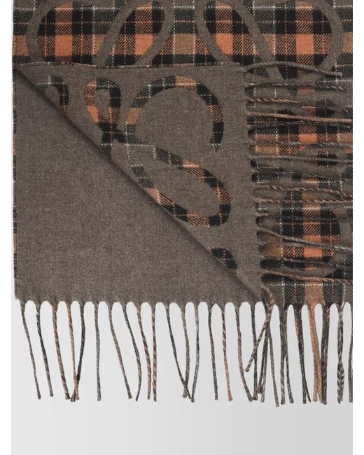 Loewe Multicolor Anagram Scarf Checkered Pattern Fringe Detail
