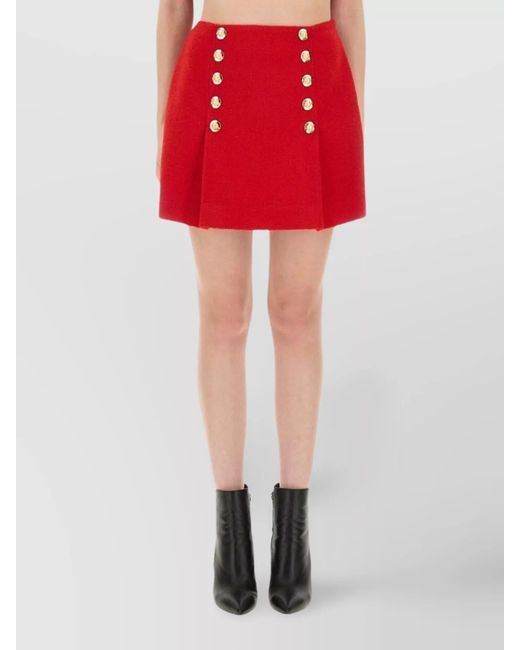 Balmain Red Virgin Wool Mini Skirt