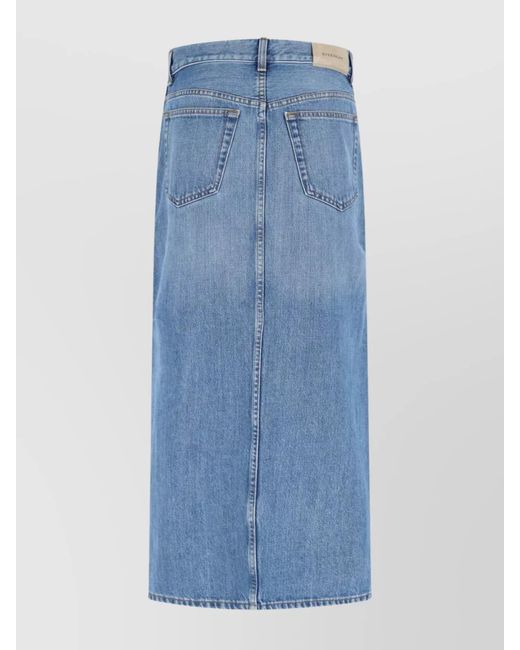 Givenchy Blue Denim Mid-Rise Midi Straight Skirt