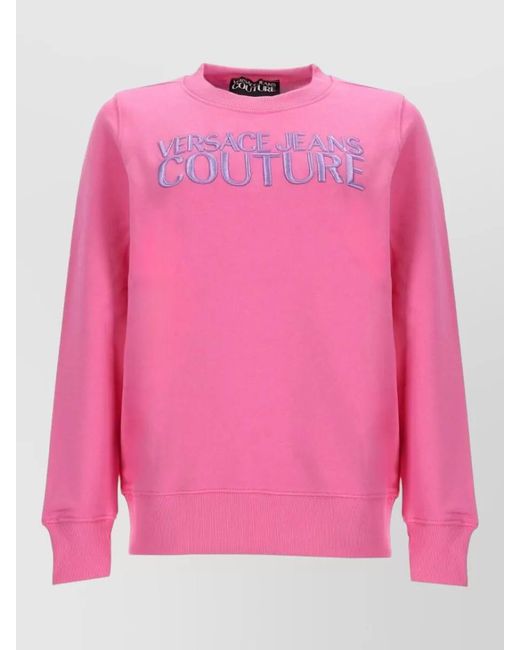 Versace Jeans Couture Pink Cotton Jersey Crew Neck Long Sleeve Top